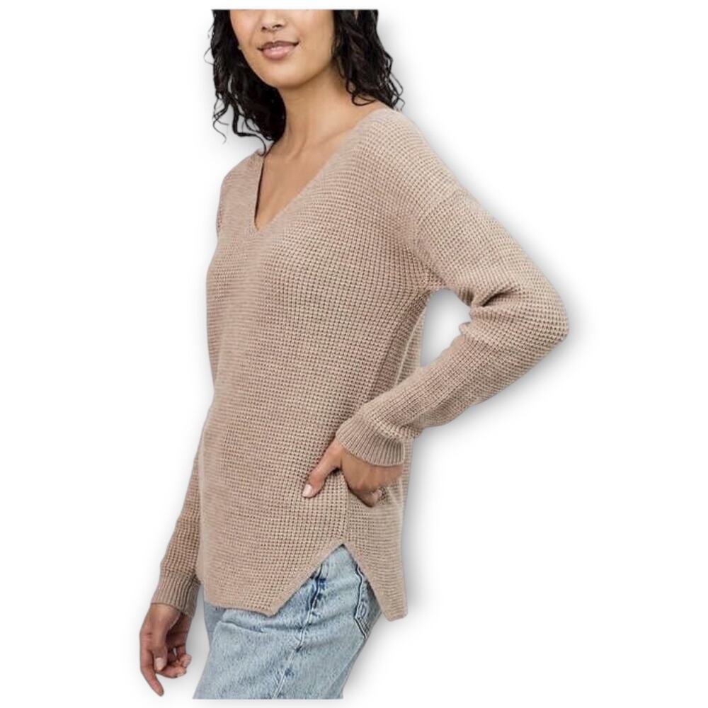 NWT Kersh Ladies’ Waffle Knit Sweater – Tan – Size Small